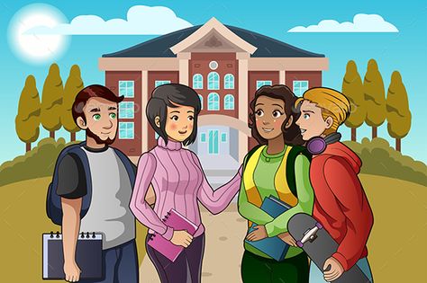 College Students Talking on Campus Campus Illustration, Student Illustration, Electrical Projects, Blog Header, Figure Sketching, College Campus, Vector Clipart, Student Work, College Students