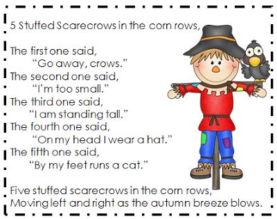 Holly's Hobbie: Scarecrow Poem November Poems, Scarecrow Song, Rhymes For Kindergarten, Kindergarten Poems, October School, Farm Theme Preschool, Infant Lesson Plans, Fall Preschool Activities, Substitute Teaching