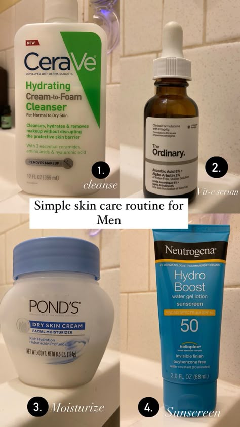 Men skincare routine. Skincare routine for men. Skincare routine for black men. Day time skin care routine for men Men Skincare, Simple Skin Care, Haut Routine, Men Skin Care Routine, Skin Care Basics, Face Skin Care Routine, Skin Care Routine Order, Serious Skin Care, Body Hygiene