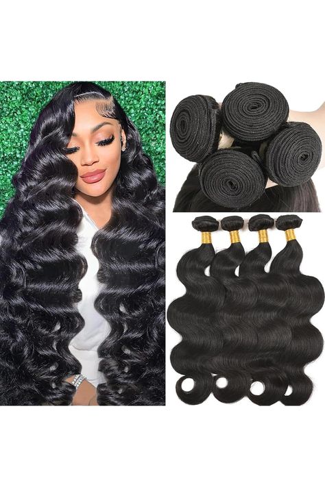 Body Wave Bundles Human Hair 16 18 20 22 Inch 100% Unprocessed Brazilian Virgin Hair Body Wave 3 Bundles Human Hair for Black Women Natural Color Hair For Black Women Natural, Brazilian Virgin Hair Body Wave, Body Wave Bundles, Hair For Black Women, Hair Body Wave, Natural Black Women, Cosplay Tips, Brazilian Virgin Hair, Body Wave