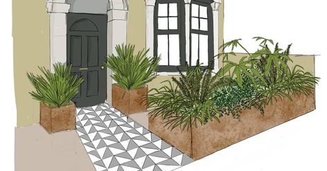 Design ideas for small front gardens | House & Garden Ideas For Small Front Gardens, Plant Pots Front Door, Front Garden Landscaping Uk, Front Garden Planters, Front Garden Planter Ideas, Small Victorian Front Garden, Front Garden Plants, Modern Front Garden Ideas Uk, Kerb Appeal Uk Front Gardens