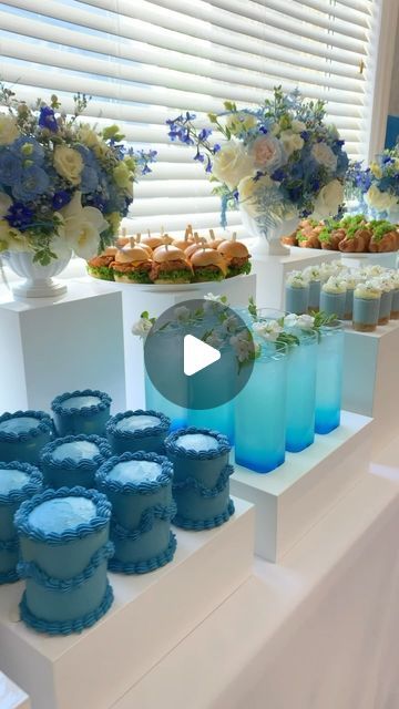 Cheese & Treats on Instagram: "A blue themed spread for Zayyan’s 3rd Birthday🫐 

#birthday #blue #florals #catering #babycakes #mocktails" Blue Themed Brunch, Blue Florals, Baby Cake, Mocktails, 3rd Birthday, Instagram A, Orlando, Cheese, Birthday