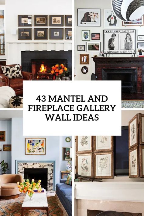 Mantel and fireplace gallery wall ideas Wall Above Mantle Ideas, Artwork Flanking Fireplace, Mantle Gallery Wall, Art On Either Side Of Fireplace, Decor Above Fireplace Mantels, Pictures Over Fireplace Mantels, Gallery Wall Above Fireplace, Above Fireplace Decor Wall, Fireplace Styling Ideas