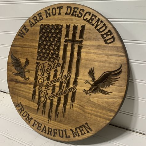 We are not descended from fearful men Check us out for more designs! https://dobynsfamilycreations.com/ #decor #faith #family #freedom #SupportSmallBusiness Faith Family Freedom, Freedom Tattoos, Tattoo Sleeves, We The People, Sleeve Tattoos, Quick Saves, Design