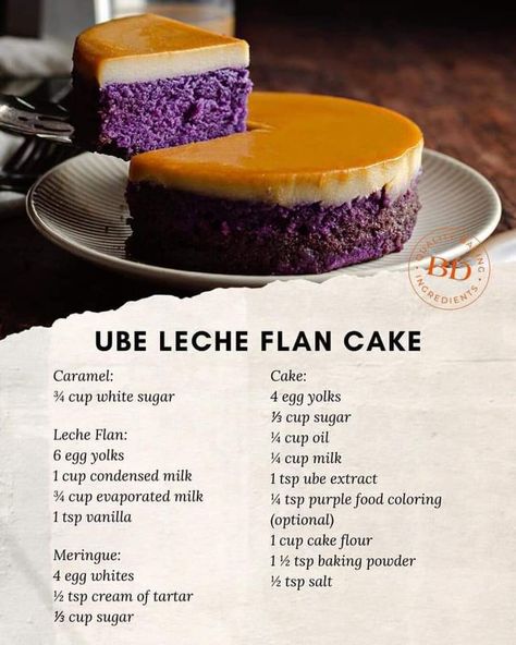 Ube Flan Cupcake Recipe, Filipino Ube Dessert, Ube Flan Cake, Ube Tres Leches Cake Recipe, Ube Pastry, Ube Cake Recipes, Ube Flan Recipe, Leche Flan Recipe Philippines, Ube Flan Cake Recipe