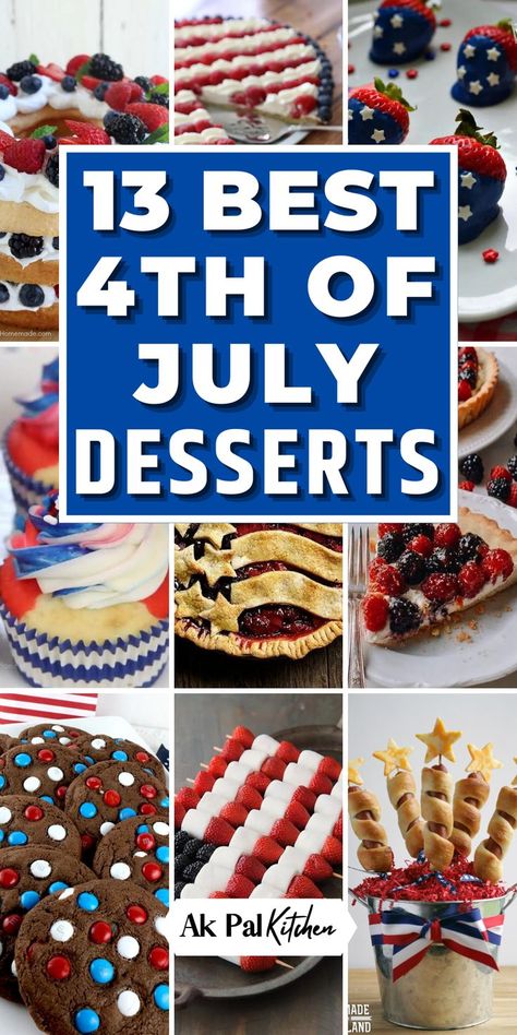 Celebrate Independence Day with delicious 4th of July desserts! Impress a crowd with mouthwatering patriotic day treats like 4th of July cakes, cupcakes, and no-bake desserts. Indulge guilt-free with healthy and gluten-free desserts. Add a patriotic touch to your table with red, white, and blue-themed desserts, star-shaped treats, and flag-themed cookies. These festive dessert recipes are perfect for BBQ parties and will make your celebration unforgettable. American Flag Dessert, Patriotic Cake Pops, Flag Desserts, Festive Dessert Recipes, Quick And Easy Sweet Treats, 4th Of July Dessert, Finger Desserts, July Desserts, Patriotic Desserts