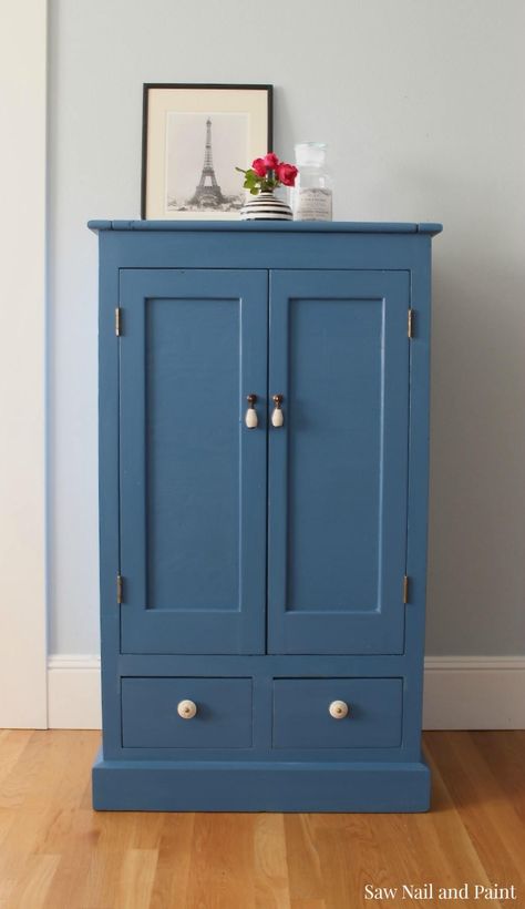 Front door - Coastal Blue and Seagall General Finishes Milk Paint Blue Painted Cabinets, Painted Furniture For Sale, Painted Wardrobe, Vintage Painted Furniture, General Finishes Milk Paint, Armoire Dresser, Blue Gray Paint, Decor Color Schemes, Vintage Cabinet