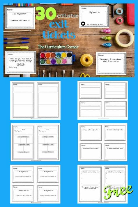 This free collection of 30 editable exit tickets is designed to be easily used across a variety of subjects. Created by The Curriculum Corner. Exit Tickets Template, Math Exit Tickets, Tutoring Flyer, Household Budget Template, Esl Materials, Ticket Template Free, Exit Slips, School Field, Dream Classroom