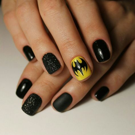 Batman Nail Art, Superhero Nails, Comic Nails, Batman Nails, Mens Nails, Bright Nails, Simple Nail, Art Simple, Dream Nails