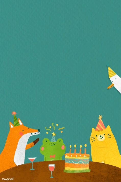 Animal doodle birthday celebration vector | premium image by rawpixel.com / Toon Birthday Iphone Wallpaper, Happy Birthday Illustration, Tree Doodle, Party Frame, Mobile Phone Wallpaper, Birthday Cartoon, Doodle Frame, Happy Birthday Wallpaper, Birthday Illustration