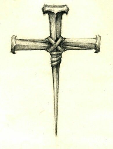 Christian Cross Tattoos, Crucifix Tattoo, Cross Drawing, Iron Nails, Nail Cross, Cross Tattoo For Men, Cross Tattoos, Heart Tattoos, Cross Tattoo Designs