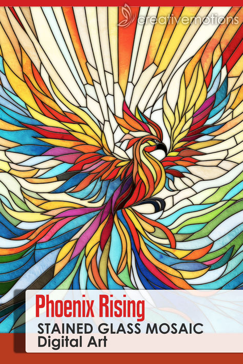 Phoenix Rising - colorful Mosaic Digital Art Rising From The Ashes, Colorful Mosaic, Phoenix Rising, Stained Glass Mosaic, Glass Mosaic, Mosaic Art, Mosaic Glass, Phoenix, Stained Glass