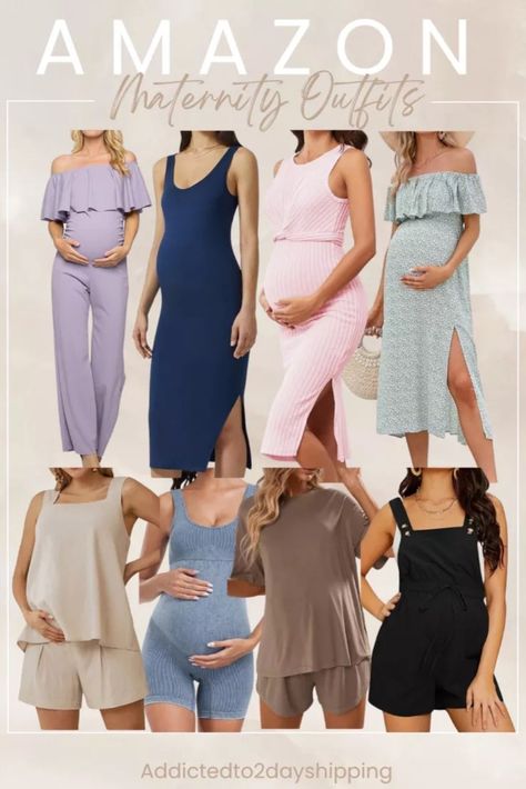 Stay cool and stylish throughout your pregnancy with our collection of affordable summer maternity dresses! Shop now for the best deals on trendy maternity clothes from Amazon Fashion. Summer Maternity Clothes, Dresses From Amazon, Cute Sundresses, 2 Pieces Outfits, Maternity Romper, Maternity Overalls, Hot Weather Outfits, Pieces Outfits, Maternity Clothes Summer