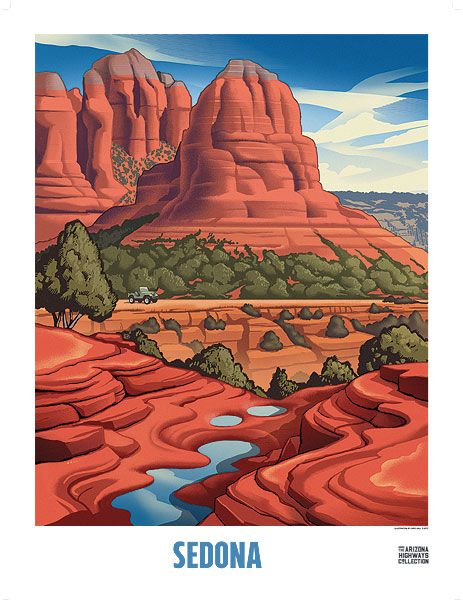 EXPLORE ARIZONA! VINTAGE POSTERS - Arizona Highways Store Sedona Illustration, Sedona Painting, Sedona Bedroom, Sedona Art, Arizona Illustration, Usa Culture, Arizona Art, Arizona Adventure, Arizona Landscape