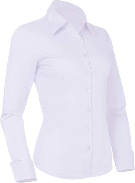 PIER 17 Button Down Shirts for Women, Tailored Long Sleeve Casual Business Professional Office Work Collared Dress Blouse Blue at Amazon Women’s Clothing store Office Blouse, Fitted Long Sleeve, Professional Office, Collared Dress, Dress Blouse, Business Professional, Casual Tops For Women, Shirts Women, Blouse Online