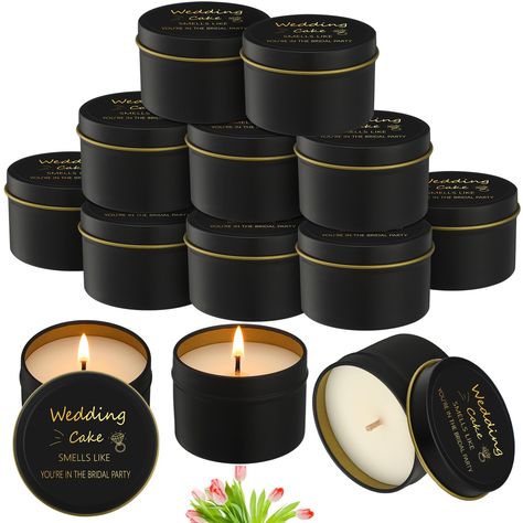 PRICES MAY VARY. Exceptional Quantity in Exquisite Package: included in your purchase are 8 pcs bridesmaid proposal candles, these beautifully packaged candle gifts not only show your thoughtful consideration for your bridesmaids but also bring the warmth and sweet symbol of your wedding celebration to them Splendidly Compact and Convenient: this engaged candle comes at a size of about 1.57 x 2.36 inches, and about 4 oz in capacity, making it a handy and easily portable present, its non imposing Black And Gold Bridal Party, Gothic Bridesmaid Proposal, Engagement Candles, Bridesmaids Gift Boxes, Wedding Prizes, Cheap Bridesmaid Gifts, Glam Bridesmaid, Bridesmaid Proposal Candle, Gold Bridal Party