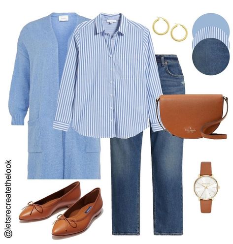 Blue And White Striped Shirt Outfit, Light Blue Shirt Outfit, Blue Tshirt Outfit, Curvy Work Outfit, White Striped Shirt Outfit, Blue Striped Shirt Outfit, Sunday Fashion, A Blessed Sunday, Outfits With Striped Shirts