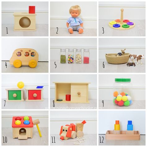 Montessori at 13 Months | The Pinay Homeschooler Montessori Trays 12 Months, Montessori Shelf 12 Months, Montessori 13 Month Old, Montessori Playroom 12 Months, Montessori 13 Months, 12 Month Montessori Activities, Montessori 12 Months, Montessori Shelf Ideas, Daycare Room Ideas