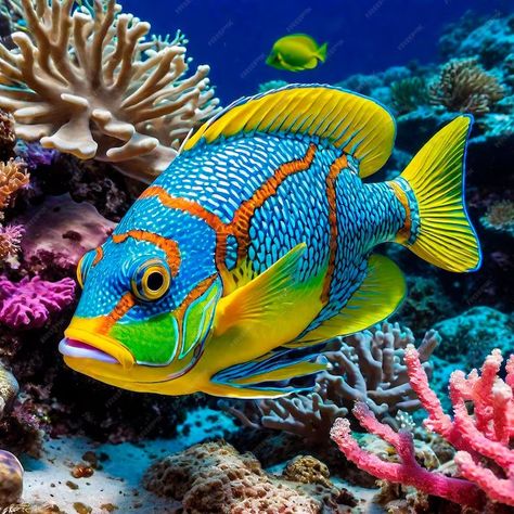 Premium Photo | Vibrant Underwater Ecosystem A Colorful Fish Amidst Coral Reefs Fish Colorful, Coral Fish, Reef Fish, Fish Photo, Coral Reef Fish, Fish Pictures, Real Fish, Ocean Fish, Fish Photography