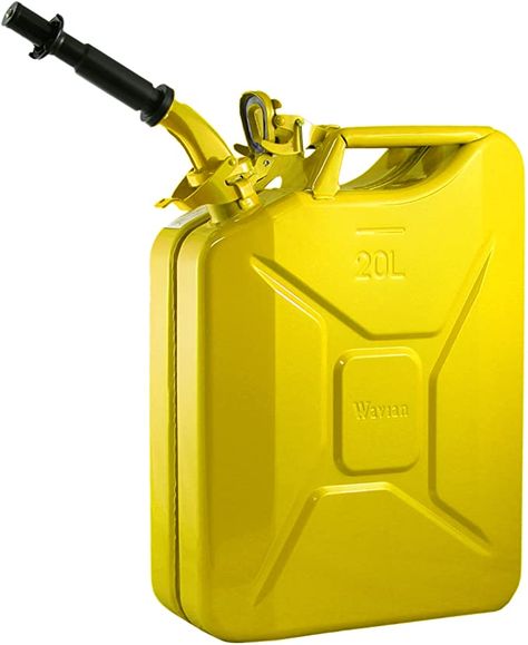 Amazon.com: Wavian USA JC0020YVS Authentic NATO Jerry Fuel Can and Spout System Yellow (20 Litre): Automotive Small Chainsaw, Battery Powered Chainsaw, Dock Cleats, Dock Accessories, Trailer Hitch Accessories, Boat Cleaning, Sup Accessories, Jerry Can, Gas Cans