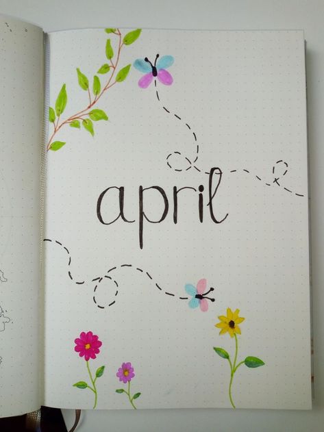 April Notebook Ideas, April Diary Ideas, April Doodles Bullet Journal, Planer April, April Drawings, April Journal Ideas, April Doodles, Margen Aesthetic, Bullet Journal Abril