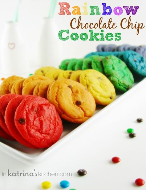 Rainbow Recipes, Fancy Deserts, Rainbow Chocolate, Rainbow Treats, Rainbow Craft, Rainbow Cookies, Candyland Birthday, Desserts Vegan, Chocolate Chip Cookie Recipe