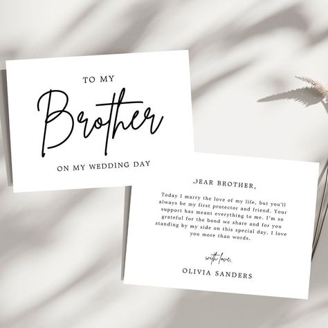 Minimalist Chic To My Brother On My Wedding Day Sophisticated Typography, Heartfelt Thanks, Single Ladies, My Wedding Day, Future Wedding Plans, Bridesmaid Proposal Gifts, Minimalist Chic, Proposal Gifts, Gifts Cards