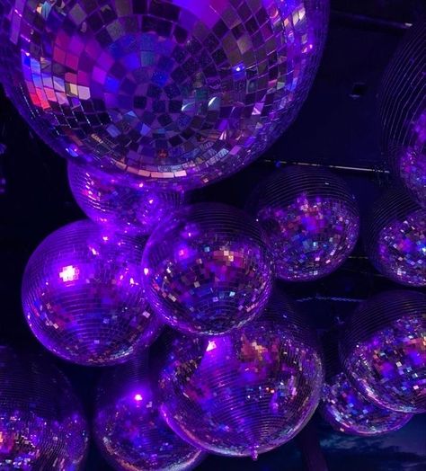 Purple Party Aesthetic, Disco Party Aesthetic, Aesthetic Disco Ball, Purple Disco, Disco Aesthetic, Party Aesthetic, Purple Party, Disco Balls, Aesthetic Gif