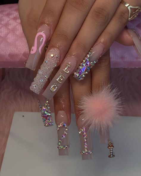 NAILS BY ANGEL👼🏻🤍 on Instagram: “LEO SZN ❤️‍🔥❤️‍🔥 • • • • #nails #ienails #ienailtech #bookme #longnails #nailart #blingnails #fontananails #ontarionails #ranchonails…” Birthday Nails Pink, Nails Pink Acrylic, Leo Szn, 21st Birthday Nails, Pink Acrylic, Nails Pink, Pink Acrylic Nails, Birthday Nails, 21st Birthday