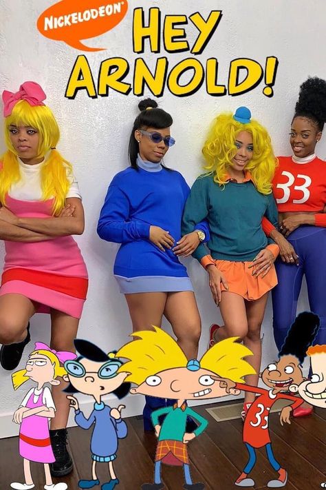 Hold Up, This Hey Arnold Group Costume Is a ’90s DREAM Cartoon Family Halloween Costumes, Arthur Halloween Costume Group, Wild Thornberrys Donnie Costume, Nickalodian Characters Costumes, Hey Arnold Halloween Costume, Rugrats Family Costume, 90s Cartoons Costumes, Hey Arnold Costume, Best Friend Cartoon Characters