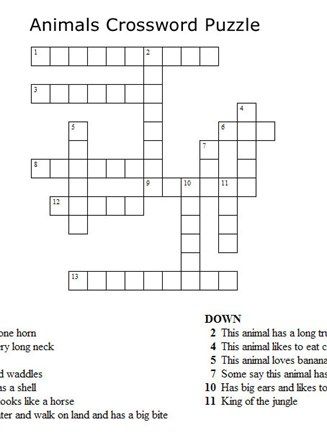 Kids Crossword Puzzles - Print your Animals Crossword Puzzle puzzle | All Kids Network Animal Crossword, Crossword Puzzles For Kids, Kids Crossword Puzzles, Mental Health At Work, Chemistry Classroom, Yw Activities, Animal Worksheets, Crossword Puzzles, Printable Kids