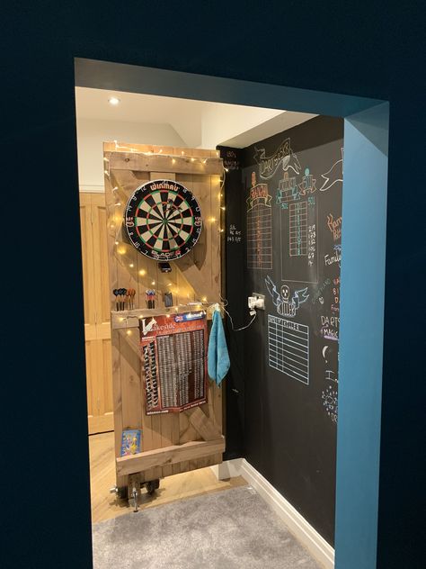 Home Dart Board Ideas, Dart Board On Door, Hidden Dart Board, Hidden Dart Board Ideas, Dart Board Ideas, Dartboard Ideas, Dartboard Wall, Dartboard Surround, Dart Board Wall