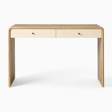 White Oak Desk, Waterfall Desk, Modern Waterfall, Bench With Drawers, West Elm Kids, Office Building Architecture, Foyer Design, Oak Desk, Small Home Office