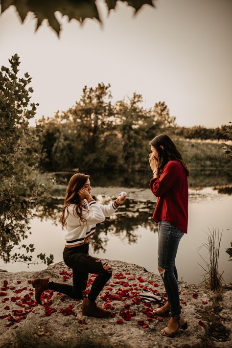 Moody fall photos turned surprise proposal in San Antonio, Texas Best Marriage Proposals, Proposal Pictures, Wedding On A Budget, Lgbt Wedding, Gay Aesthetic, Lgbt Love, Wedding Proposals, Lgbtq Wedding, Lesbian Wedding