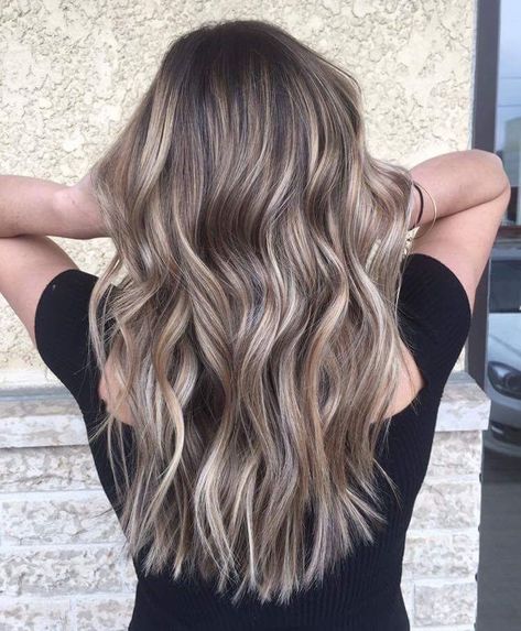 Brown Blonde Color Melt, Icy Highlights On Brown Hair, Brunette With Heavy Highlights, Brown Hair Icy Highlights, Medium Brown Hair With Ash Blonde Highlights, Icy Brown Balayage, Icy Brunette Hair, Icy Balayage Brunettes, Icy Highlights Brown Hair