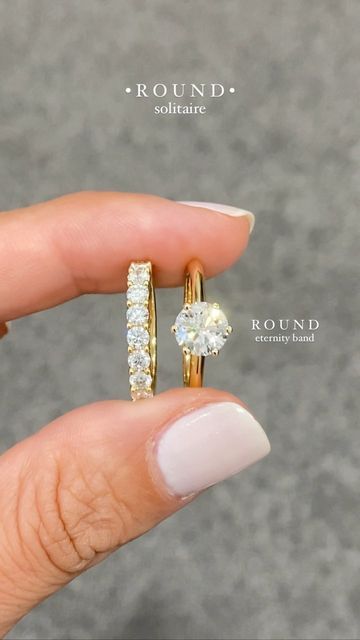 Stacked Wedding Rings Round Diamond, Gold Wedding Rings Double Band, Gold Wedding Band With Round Engagement Ring, Yellow Gold Round Engagement Ring With Wedding Band, Round Wedding Ring Stack, Wedding Bands For Circle Engagement Ring, Round Solitaire Engagement Ring Stack, Round Engagement Ring Stack, Thick Gold Wedding Band