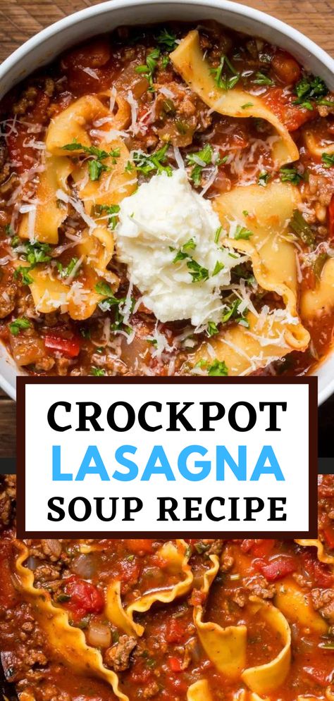 Lasagna With Italian Sausage, Easy Crockpot Lasagna Soup, Easy Crockpot Lasagna, Crockpot Lasagna Soup Recipe, Crockpot Lasagna Easy, Lasagna Soup Crockpot, Italian Seasonings, Crockpot Recipes Beef Stew, Lasagna Soup Recipe