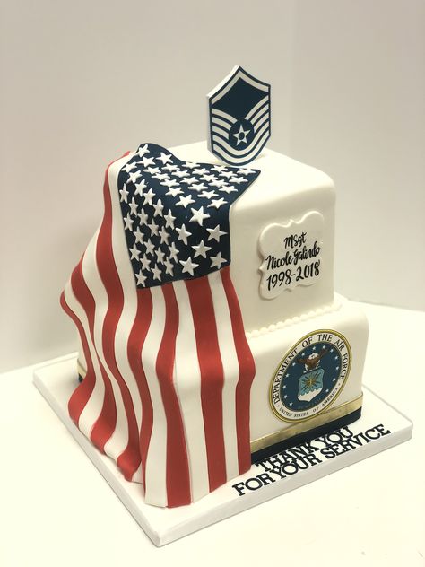 Military Event Designs | A Cake Life Air Force Retirement Cake Ideas, Usaf Retirement Cake, Air Force Retirement Cake, Army Retirement Cake, Air Force Cake, Military Promotion Party, Military Retirement Party Ideas, Military Cakes For Boys, Military Cake Ideas