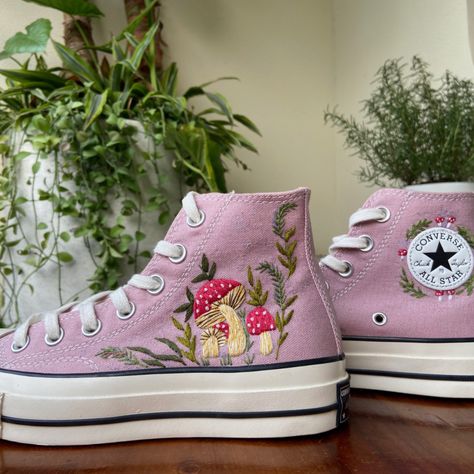 Welcome to my store, the list of the store will be constantly updated, you are welcome to shop anytime.

Price includes Converse shoes and floral embroidery design as shown in the picture

The embroidery work of the pictures is made by me in my spare time, I get a lot of fun from it, I want to share it with more people, so I open this shop, I hope you like it too.

I can embroider almost anything, try me!

Flowers and nature are my specialty, but I can embroider your name, date... Embroidered Converse Low Top, Converse Mushroom, Converse Flowers, Mushroom Shoes, Shoes Back To School, Converse Aesthetic, Embroidered Orange, Orange Mushroom, Embroidered Converse