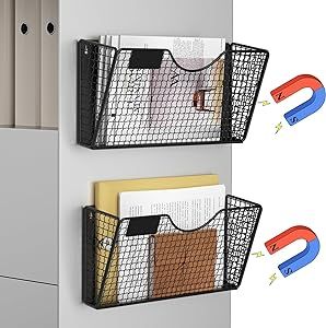 Mail Storage Ideas, Cubicle Organization, Magazine Basket, Hanging File Organizer, Magnetic Organizer, Mail Storage, File Folder Organization, Wall File, Magnetic Paper