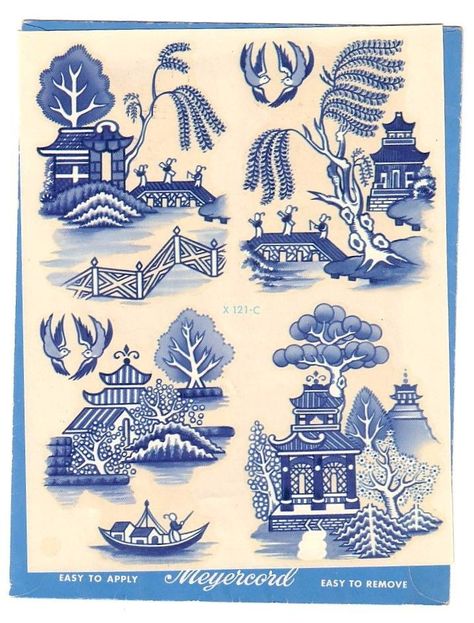 Willow Embroidery, Chinese Porcelain Pattern, Blue Pottery Designs, Blue Willow China Pattern, Blue Willow China, 3rd Grade Art, Blue White Decor, Doll House Crafts, Willow Pattern