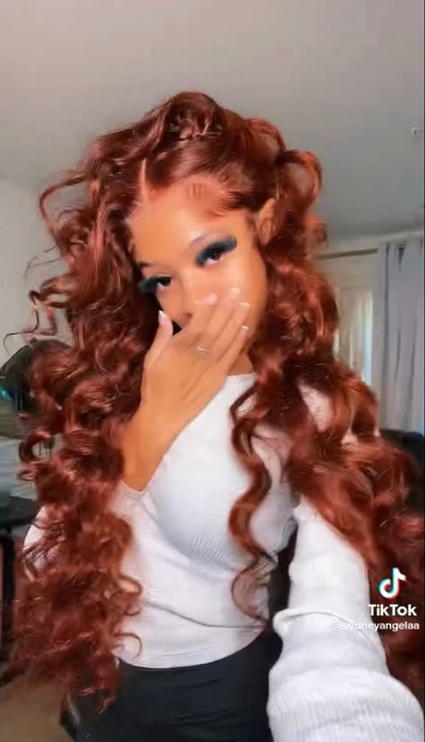 Curly Ginger Wig, Ginger Hair Black Women, Black Hairstyles Sew In, Copper Wig, Curly Ginger, Ginger Wig, Hair Black Women, Frontal Wig Hairstyles, Sew In Hairstyles