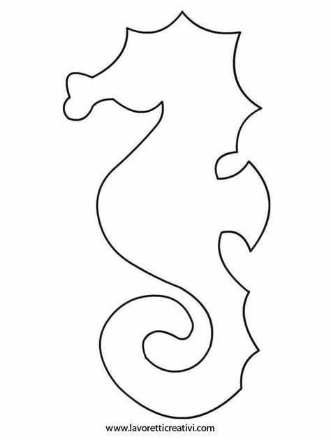 Diy Sea Animals Crafts, Seahorse Template, Seahorse Outline, Seahorse Craft, Fish Template, Sea Crafts, Mermaid Parties, Mermaid Theme Birthday, Ocean Crafts