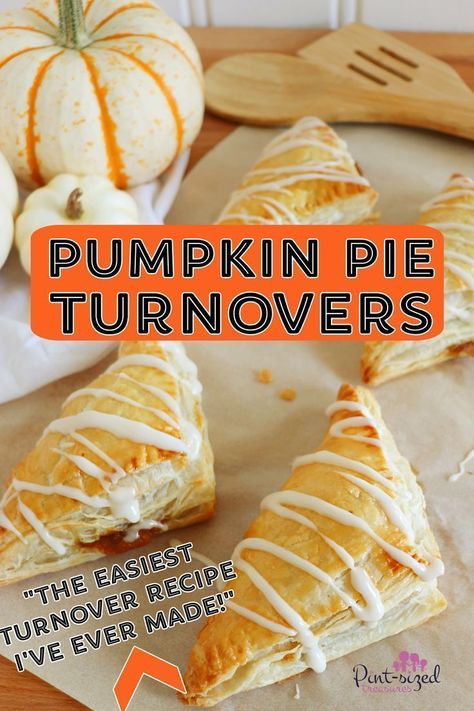 Pumpkin pie turnovers from Pint-sized Treasures are super quick and easy to make! They are perfect for an EASY fall dessert. You'll love how flaky they are and all the pumpkin pie goodness that's hidden inside each amazing turnover! Grab the recipe today and make this delicious fall dessert. Pie Turnovers, Perfect Pumpkin Pie, Turnover Recipes, Best Pumpkin Pie, Pumpkin Spice Recipe, Easy Pumpkin Pie, Fall Desserts Easy, Puff Pastry Recipes, Fall Dessert