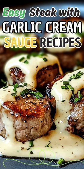 Easy Steak with Garlic Cream Sauce Steak With Creamy Garlic Sauce, Sauce For Steak And Rice, Steak With Garlic Cream Sauce, Ribeye Steak Sauce, Steak Glaze Sauces, Steak Sauce Ideas, Cream Sauce For Steak, Creamy Steak Sauce, Steak Cream Sauce