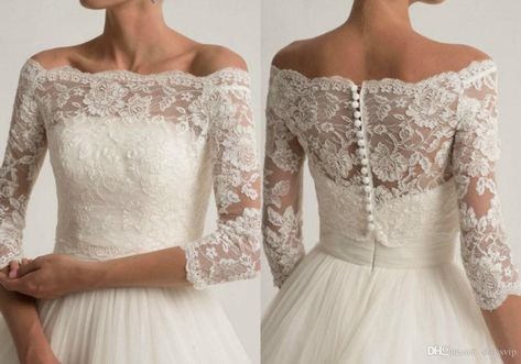 2019 Lace Wedding Jacket For Strapless Wedding Dresses Elegant Long Sleeve Bridal Lace Jackets White Wedding Accessories Applique Ivory Bolero From Dressvip, $45.99 | DHgate.Com Wrap Top Long Sleeve, Bridal Bolero Jacket, Dresses Elegant Long, Ivory Bride, Wedding Jackets, Applique Jacket, Wedding Bolero, Jacket Ideas, Bolero Wedding