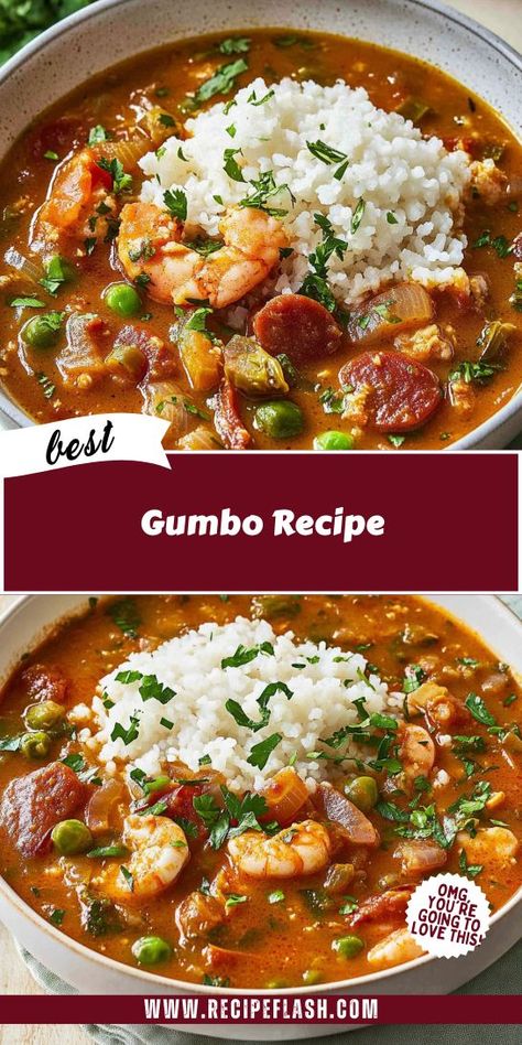 Are you ready to savor the rich flavors of a classic gumbo? This hearty seafood dish combines shrimp, crab, and spices for a comforting dinner experience. Save this gumbo recipe for your next seafood dinner idea to impress family and friends with your culinary skills! Shrimp Gumbo Recipe Easy, Crab Gumbo Recipe, Seafood Gumbo Recipe Easy, Easy Gumbo Recipe, Cajun Seafood Gumbo, Best Gumbo Recipe, Best Gumbo, Crab Gumbo, Shrimp Gumbo Recipe