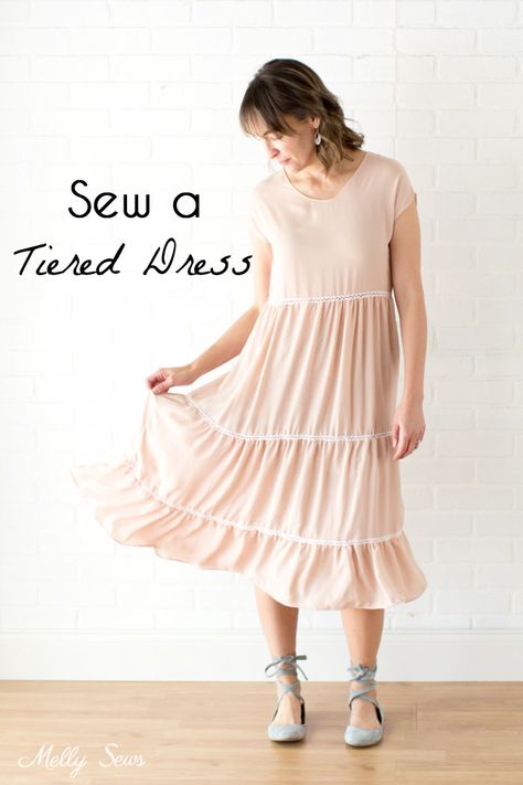 Sew a boho style tiered dress Hey y’all, welcome to Sundress month on the blog! In the past, I’ve done 30 Days of Sundresses every June, but this year is going to  be more low key here with most of the action taking place on Instagram – where you can join in! Check out this Read the Rest... Melly Sews, Dress Sewing Patterns Free, Dress Tutorial, Dress Tutorials, Easy Sewing Projects, Dress Sewing, Diy Dress, Dress Sewing Patterns, Sewing Patterns Free