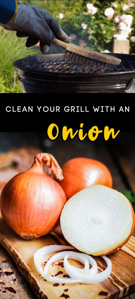 How To Clean Your Grill With Simply An Onion Best Way To Clean A Grill, Bbq Cleaning Hacks, Cleaning Grill Grates Easy, How To Clean Grill Grates, How To Clean A Grill, Grill Cleaning Hacks, Cleaning Grill Grates, Cleaning Barbecue Grill, Clean Gas Grill