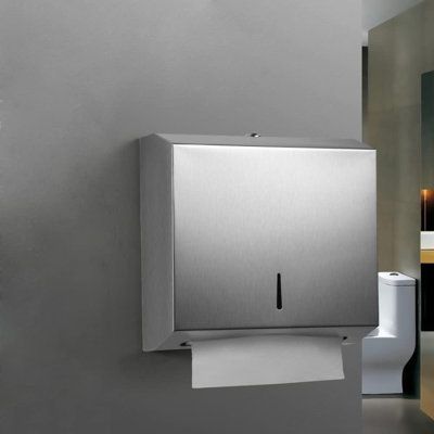 A simple and modern design that is built to last with strong durable stainless steel. The product is covered in protective film. Please remove it before use. | Rebrilliant Paper Towel Dispenser C-Fold Multifold Paper Hand Towel Dispenser Wall Mount Comercial Paper Dispenser Stainless Steel Tissue Holder w/ | Organization | C007781911 | Wayfair Canada Folded Paper Towels, Paper Hand Towels, Paper Towel Dispenser, Tissue Paper Holder, Tissue Dispenser, How To Fold Towels, Paper Dispenser, Tissue Case, Towel Dispenser